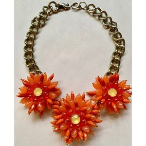 Unique “Chrysanthemum” and Goldtone Chain Necklace